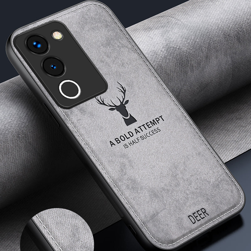 For vivo Y200 (India) 5G Modern Deer Imprinted Case TPU+PC+PU Leather Smartphone Cover - Black For vivo Y200 (India) 5G Modern Deer Imprinted Case TPU+PC+PU Leather Smartphone Cover - Black